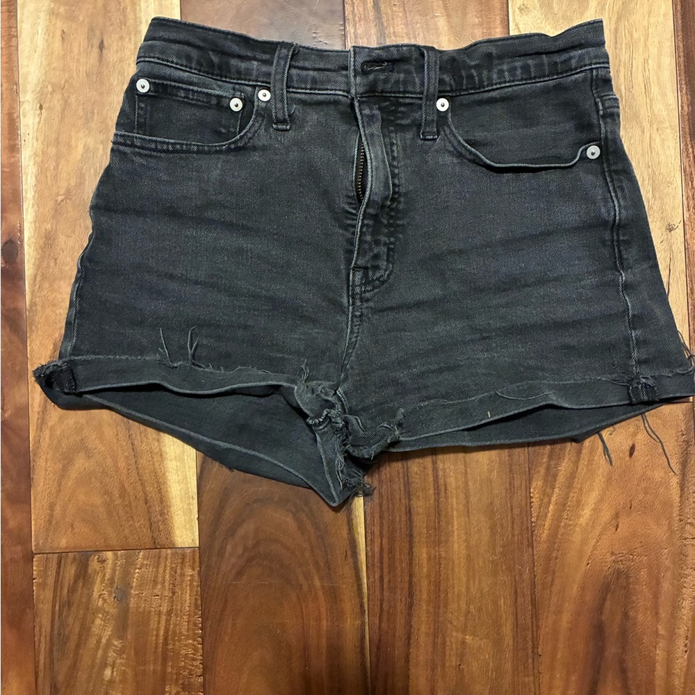 Madewell Black Jean Shorts High-Waisted Distressed
